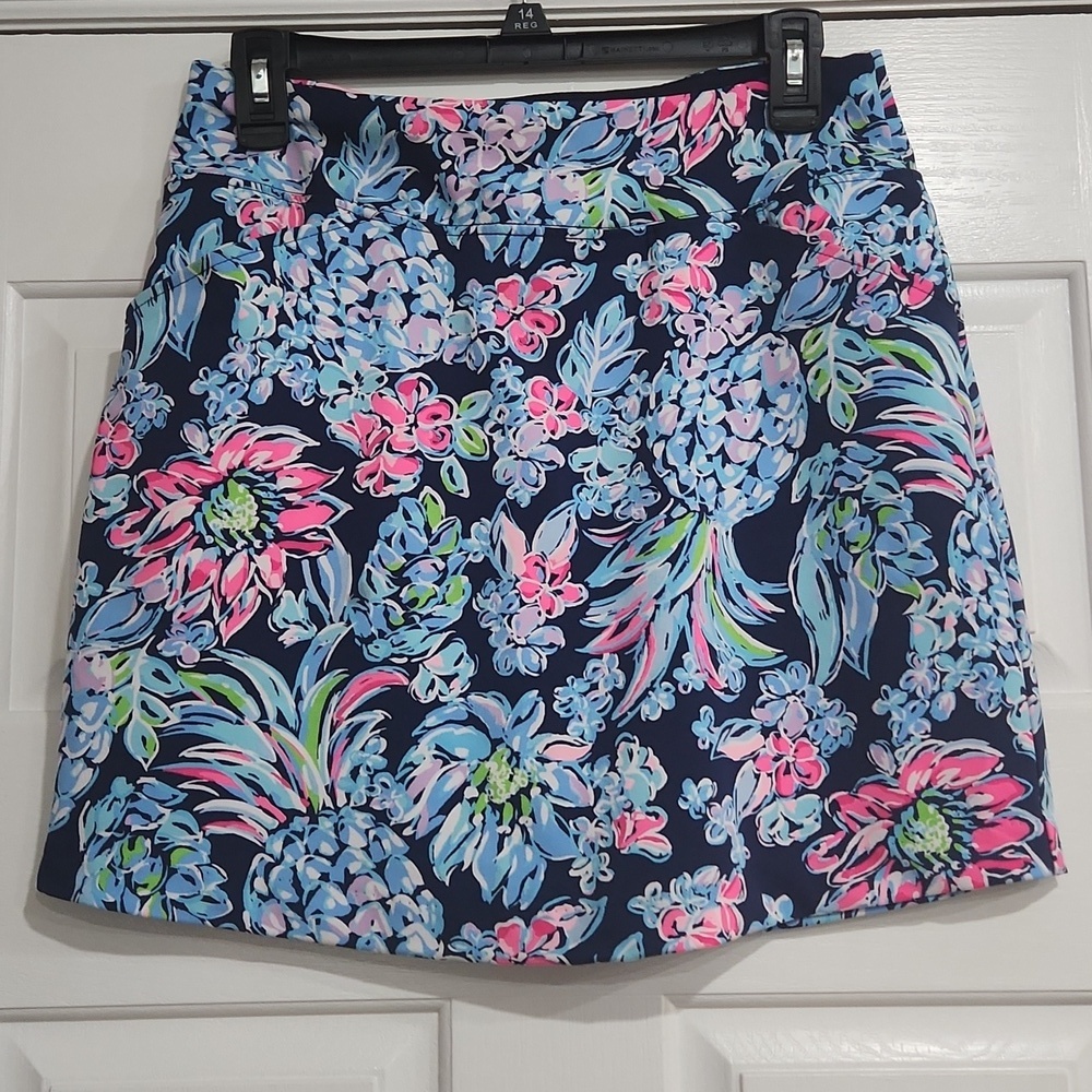 Lilly Pulitzer Luxletic Monica Skort Navy Pink Pineapple Paradise True Size 2